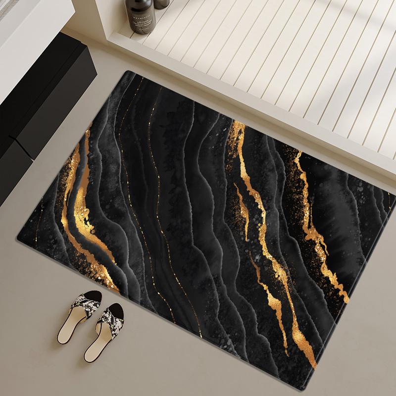 

Черный абстрактный коврик для двери 4 размера, впитывающий воду, коврик для ванной комнаты, кухни, дверного проема, туалета 40x60cm