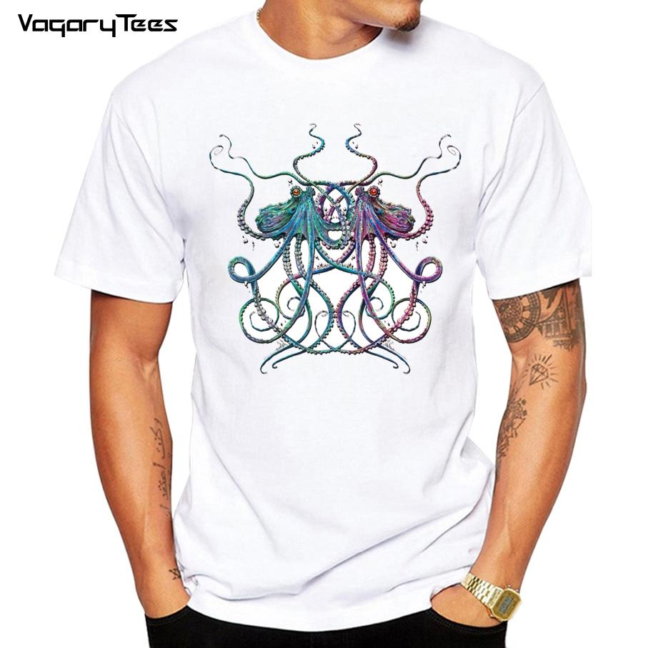 Summer Round Neck 3D Octopus Print Top Fashionable Casual Short Sleeved Men's T-shirts
