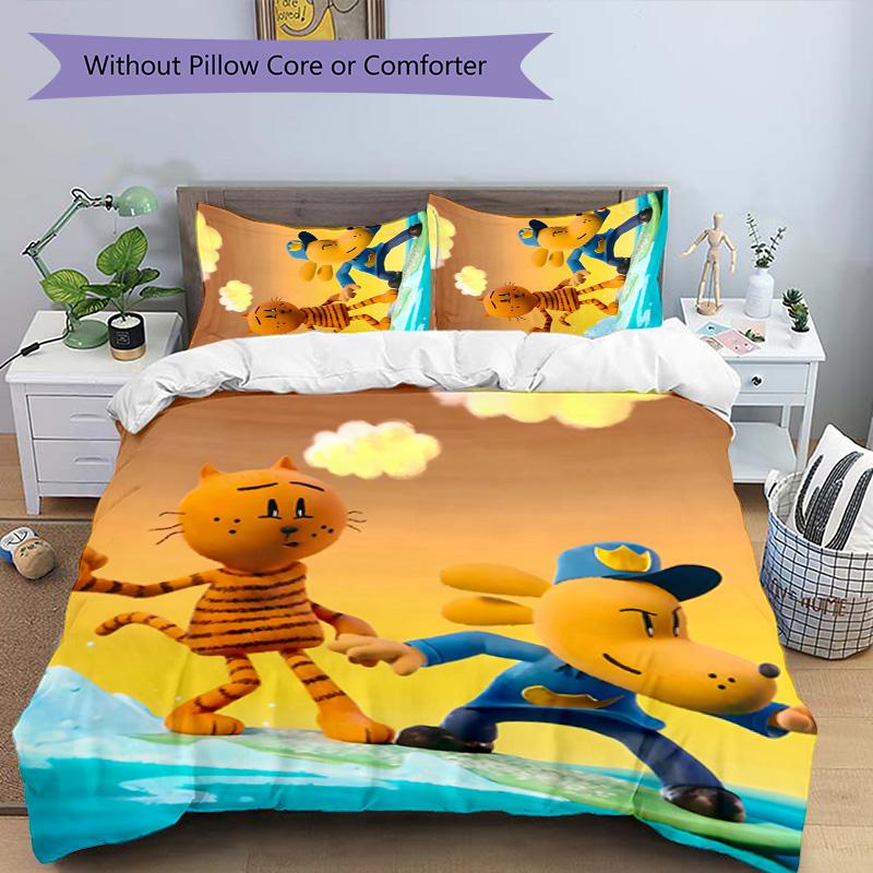 Dog Man 3pcs Bedding Set Duvet Cover Closure Includes 1 Duvet Cover & 2 Pillowcases for All Seasons Bedroom Home Dorm Decor