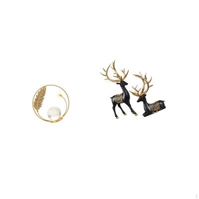 Crystal Ball Reindeer Elk Metal Resin Sculpture Figurine Statue Ornament Stand for Desk Hallway