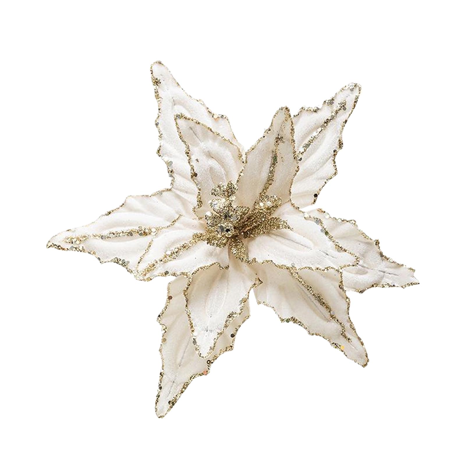 

Рождественские цветы 26 см блестящие бархатные украшения для елки красные и золотые блестки бархатная ткань