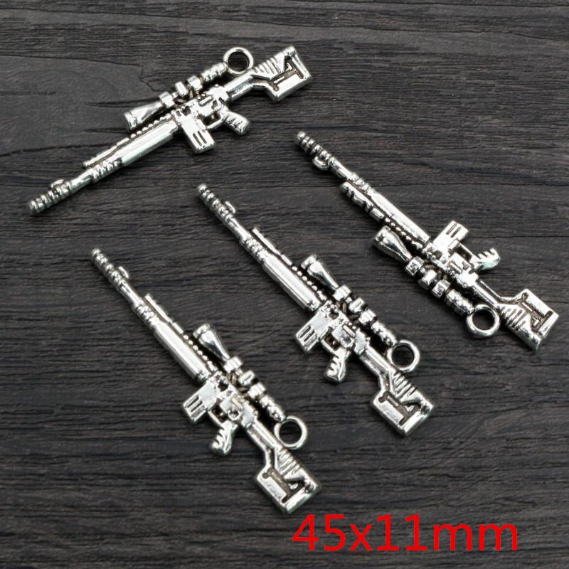 10pcs/lot Antique Silver Plated Spear Gun Charms Pedants DIY Jewelry Making Accessories for Necklace Keychain Craft Findings