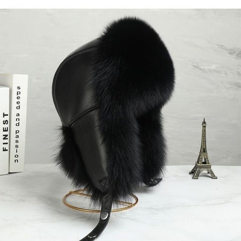 Winter imitation leather men's train head hat thickened warm middle and old ear protection and cold protection hat