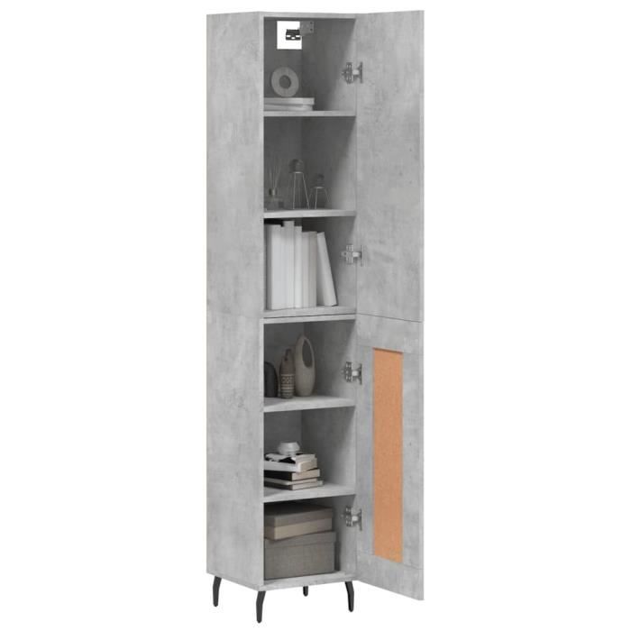 VidaXL Buffet haut Gris béton 34,5x34x180 cm Bois d'ingénierie 3199125