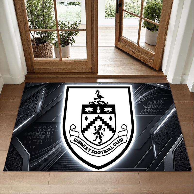 Burnley Football Design Crystal Velvet Rug Soft Decorative Mat for Bedroom Entrance