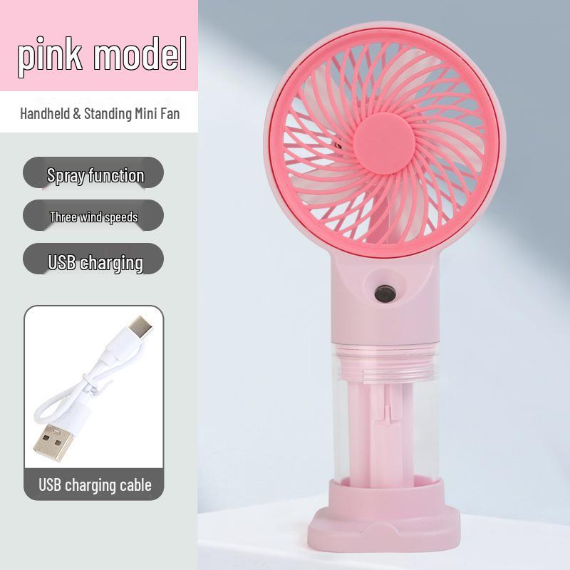 Long-Lasting Portable Desktop & Handheld Mini Fan with Humidifying Spray