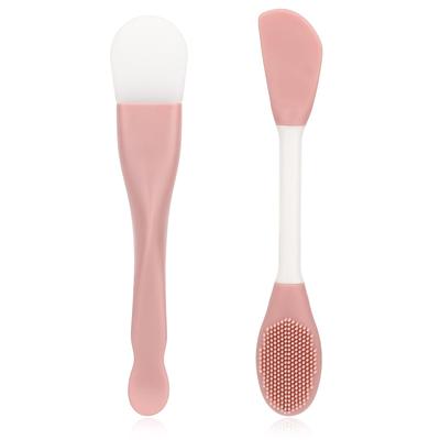 2Pcs Double-Ended Facial Mask Applicator, Soft Skincare Tool for Mud Clay Gel Mask, Reusable Face Mask Brush for Home and Travel Use