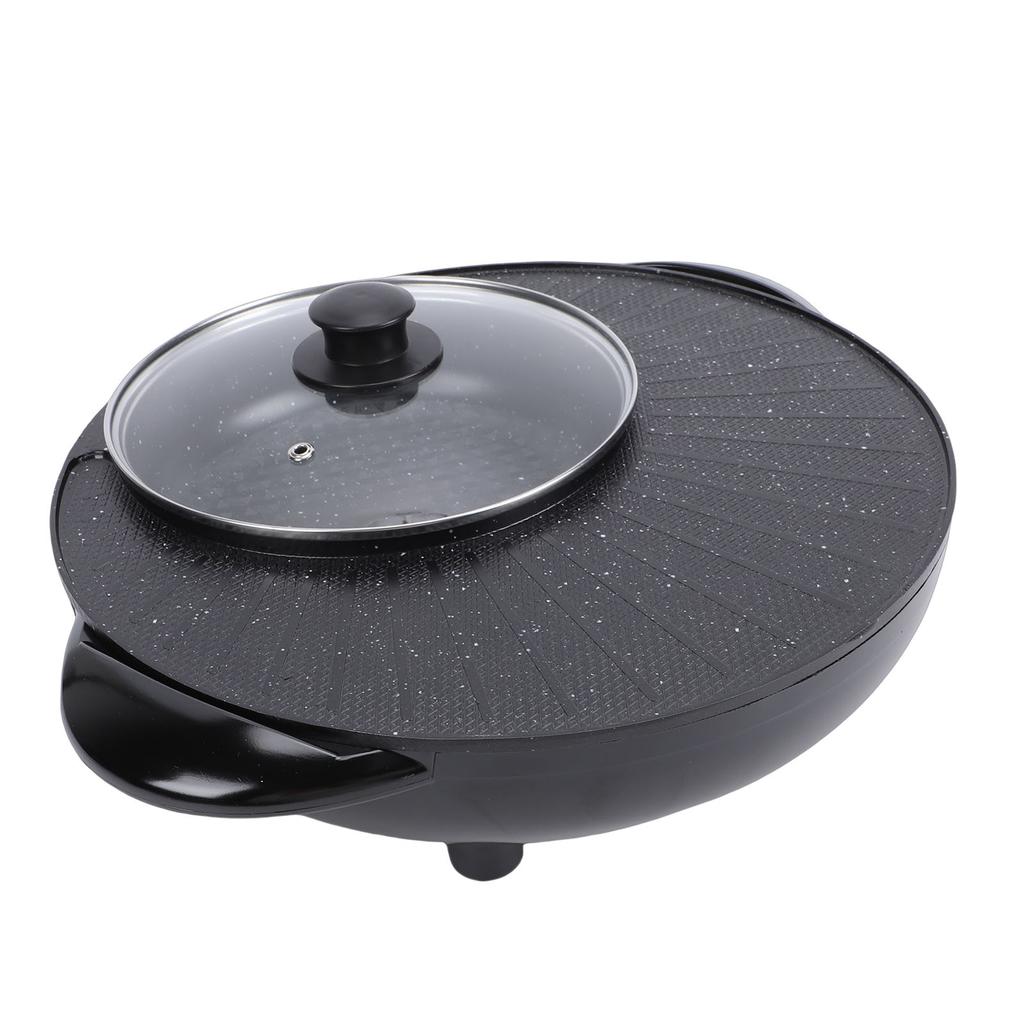 Hot Pot Elektrischer Grill Runder Koreanischer BBQ Grill Hotpot Elektrischer Rauchloser Grill für Zuhause Familienparty Treffen US-Stecker 110V