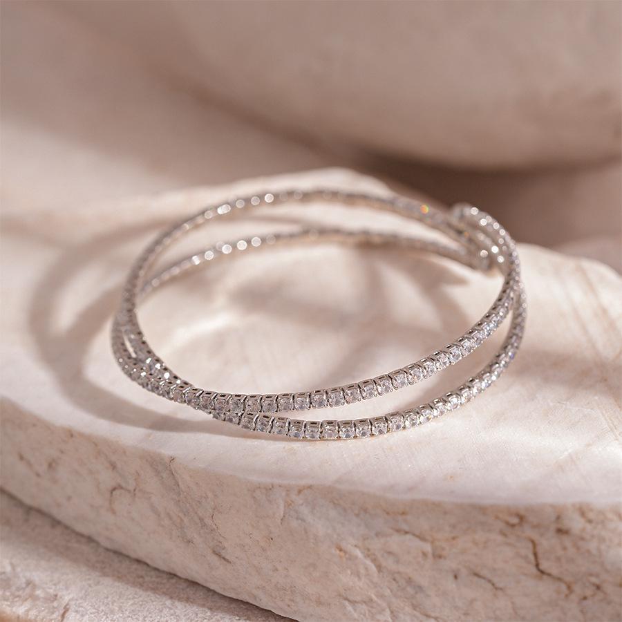 

Zircon Cross Open Bangle: High-End, Elegant Light Luxury Bracelet