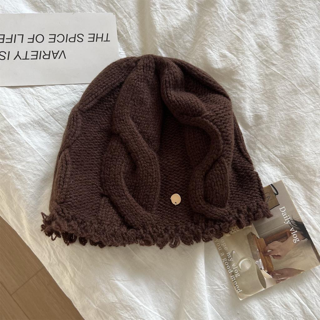 New Style Knitted Hat for Women In Autumn and Winter Small Face  Warm  Ear Protecting  Fashionable Woolen Cold Hat