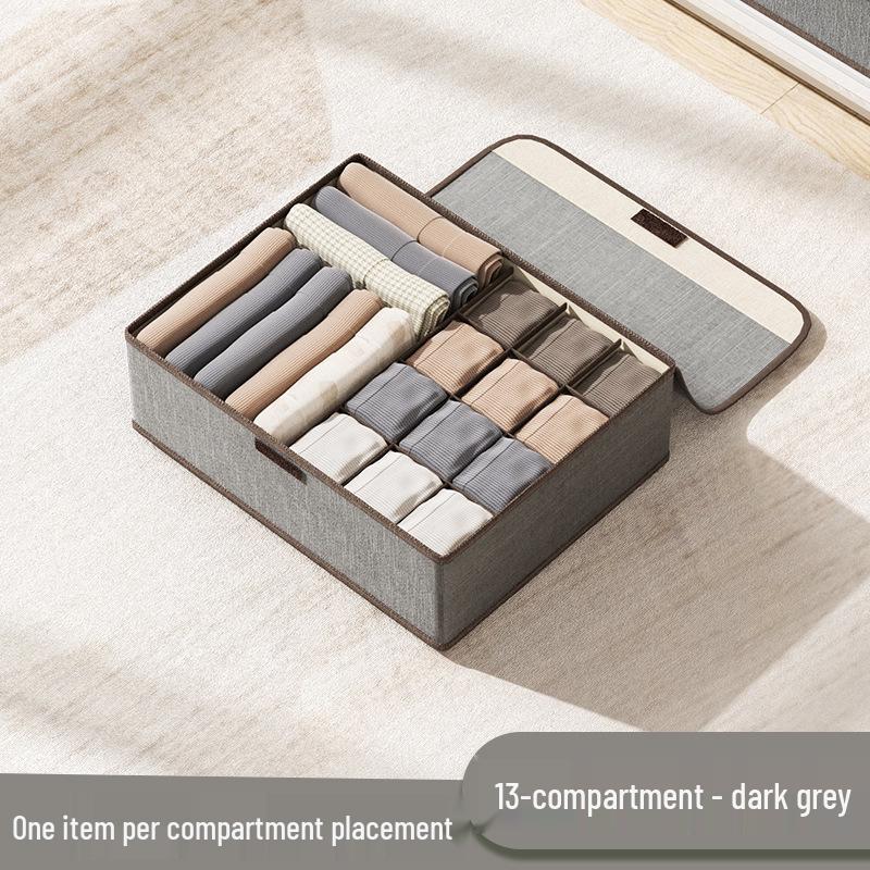 Three-in-One Cotton Linen Underwear & Sock Drawer Organizer for Home Dorms