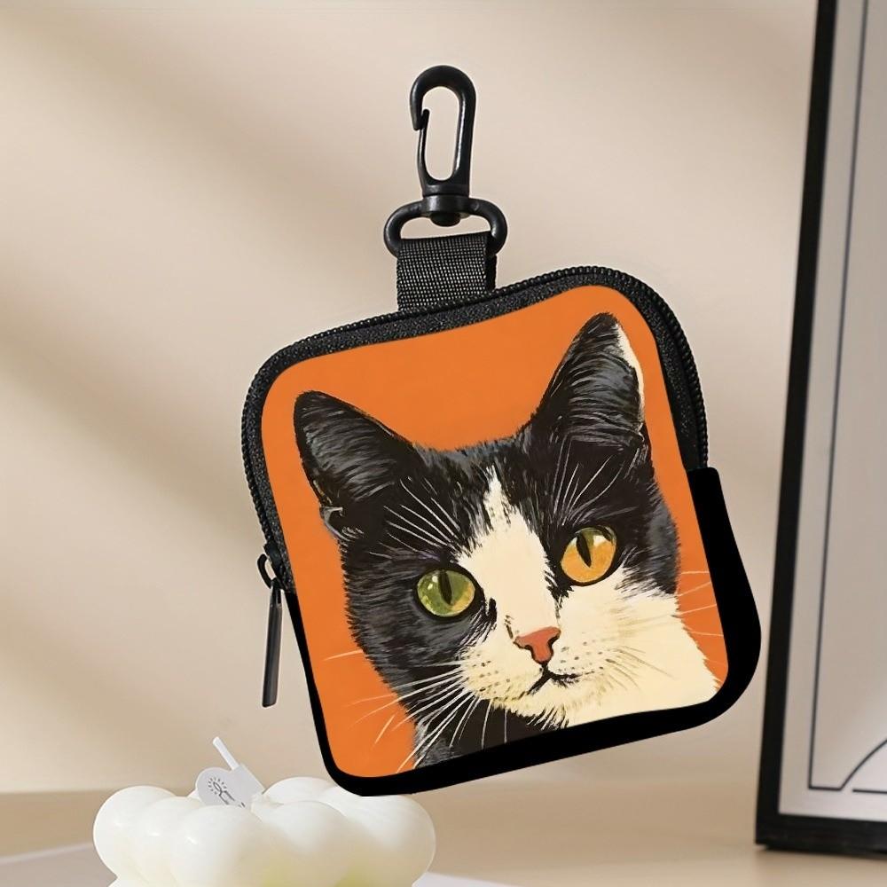 

Trendy Mini Cat Coin Purse PVC Lightweight Wallet Portable Water-resistant Zipper Storage Bag Friends Gift оранжевый