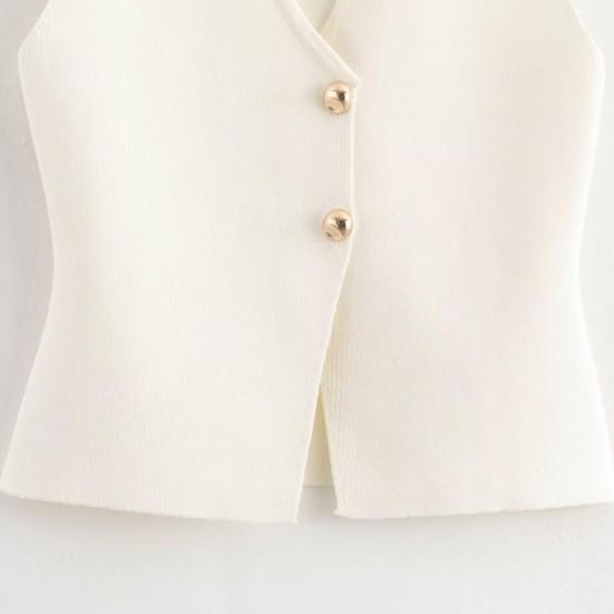 Women's Summer V Neck Vest Button-up Sleeveless Suit Jacket Waistcoat Casual Business Blazer Vest Top