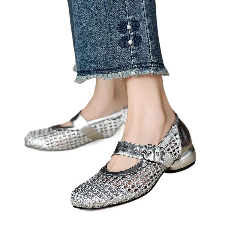 Fashion 2025 Hot Sale Ladies Shoes Shallow Women's High Heels Fashion Buckle Strap Dress New Hollow Out Versatile Non-Slip Heels Women