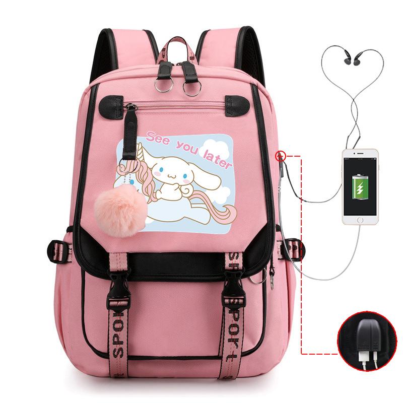 Pies z Dużymi Uszami Plecak Szkolny Męski i Damski Plecak dla Ucznia Szkoły Średniej Gimnazjum Styl College'owy Pasek do Plecaka Plecak Wielofunkcyjny USB