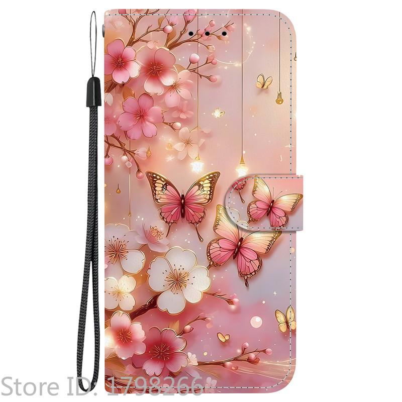 Elegante Portafoglio Colorato con Fiore Custodia per Telefono per Samsung Galaxy A27 5G SM-A276 A 27 Copertura in Pelle Flip Magnetica Carino Modello 3D Capa