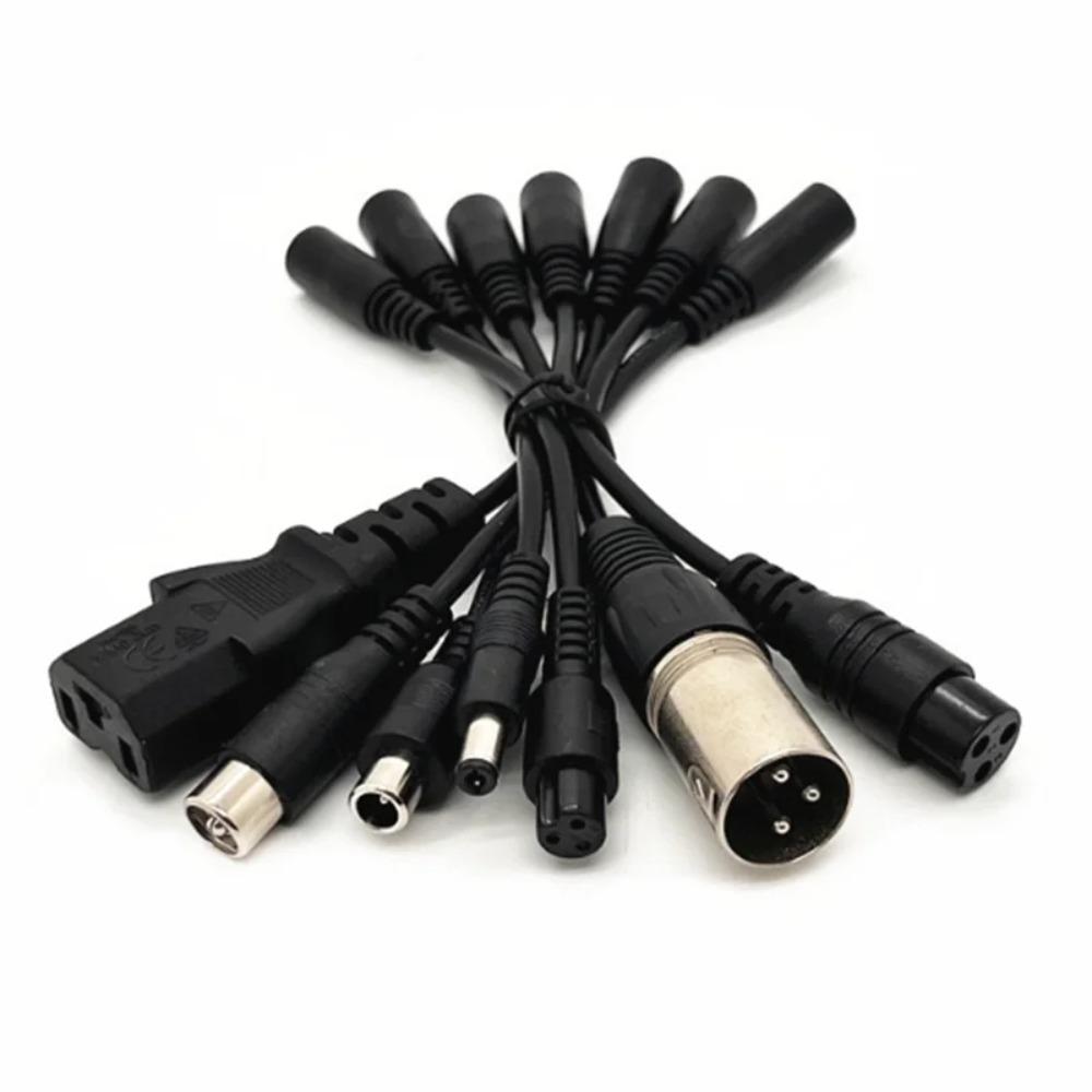 DC 5.5x2.1mm Female Power Cable Adapter to M12 M16 3Pin XLR RCA 8.0x1.6 5.5x2.5 IEC C13 for E-Bike Scooter Charger Accessories