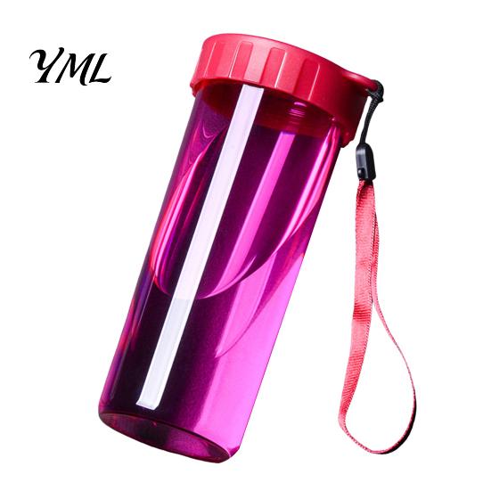 Cute Office Desktop Cup Transparent Water Cup, Portable Plastic Bottle, with Strap Reusable Handle, Clear Heat-resistant Drinkware, for School