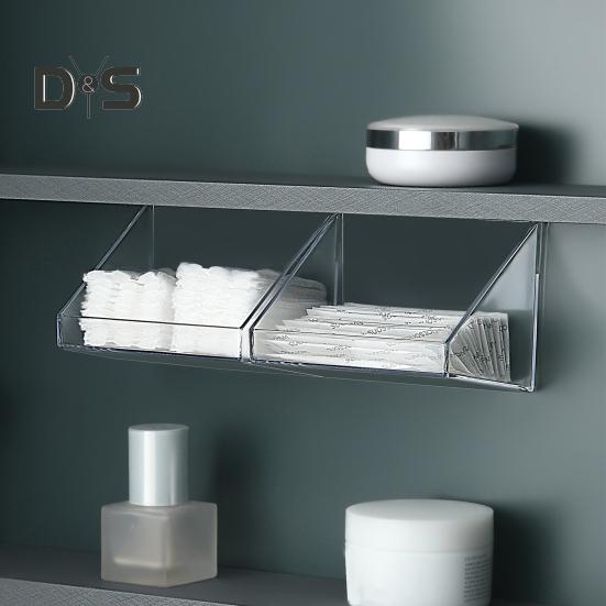 1/2/3Pcs Wall Mounted Storage Organizer Clear Storage Box Strong Load-bearing Easy To Install Bathroom Cabinet Shelves Organizer