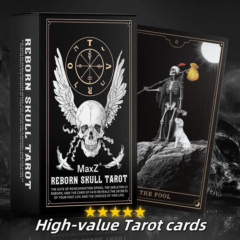 2025 Skull Black Tarot Authentic Rider Waite Premium Tarot Deck 78 Cards 12x7CM 400g Double Copper Paper Multilingual PDF Guide