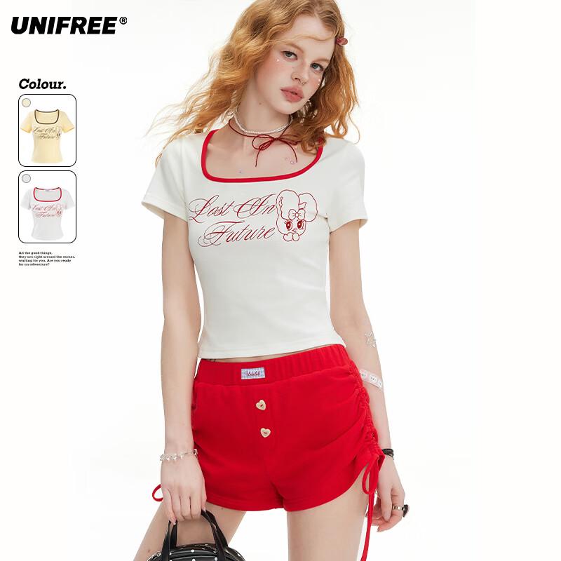 UNIFREE Women s Slim Fit Color Block Square Neck Tee L