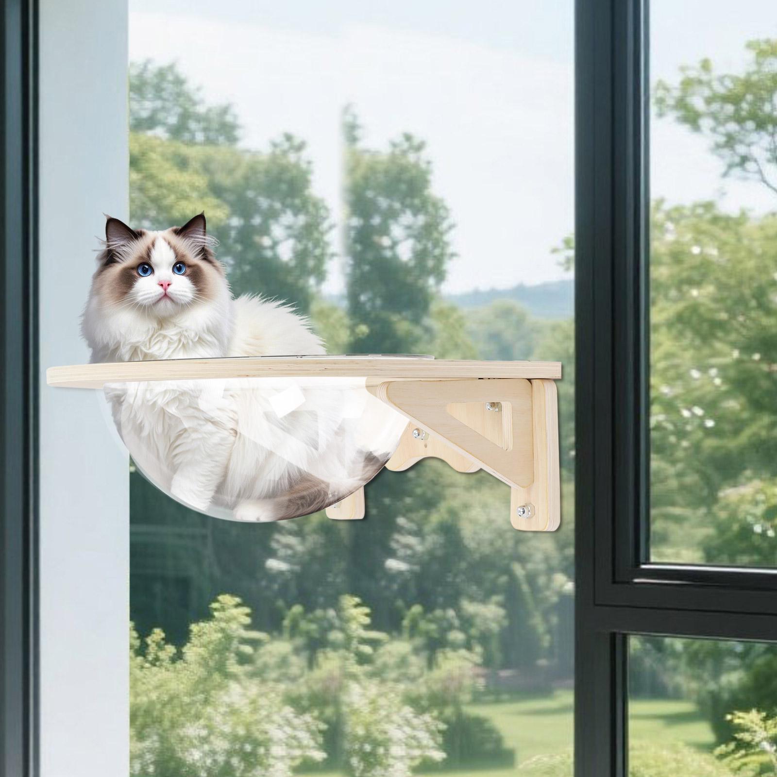 

Modern Wall Mounted Cat Bubble Bed, Transparent Cat Capsule Pod, Clear Window Cat Hammock, Cozy Hanging Pet Bed for Indoor Cats