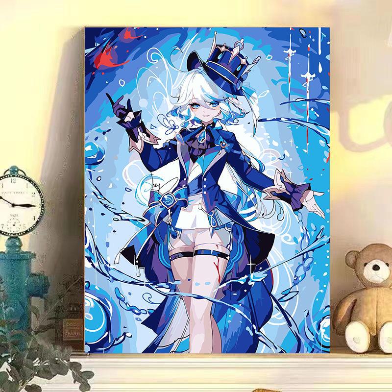 "Digital DIY Oil Painting: Two-Dimensional Anime Water God Fu Nina Decorative Artwork"