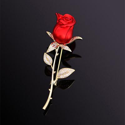 High-End Red Rose Flower Brooch Fashion Pin Buckle Ins Trendy Personalized Men'S Badge Corsage Suit Accessories