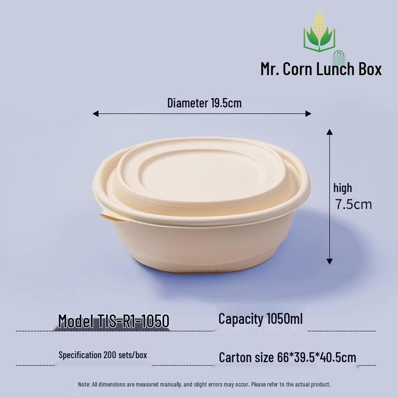 Mr. Corn Eco-Friendly Corn Starch Disposable Round Takeaway Bowl