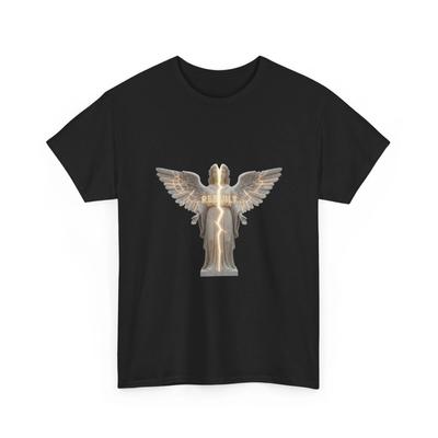 Engelsstatue Blitz T-Shirt | Geflügelte Engelsfigur Grafikshirt, Cooles Geschenk