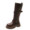 Fashion Autumn Winter Platform Thick Bottom Woman Knee High Boots Shoes Ladies Elegant Belt Buckle Western Cowboy Botas