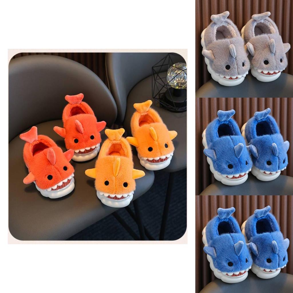 Gemütliche Wasserdichte Kinder Hausschuhe mit Hai-Motiv für Jungen Mädchen Warme Indoor Winter Hausschuhe