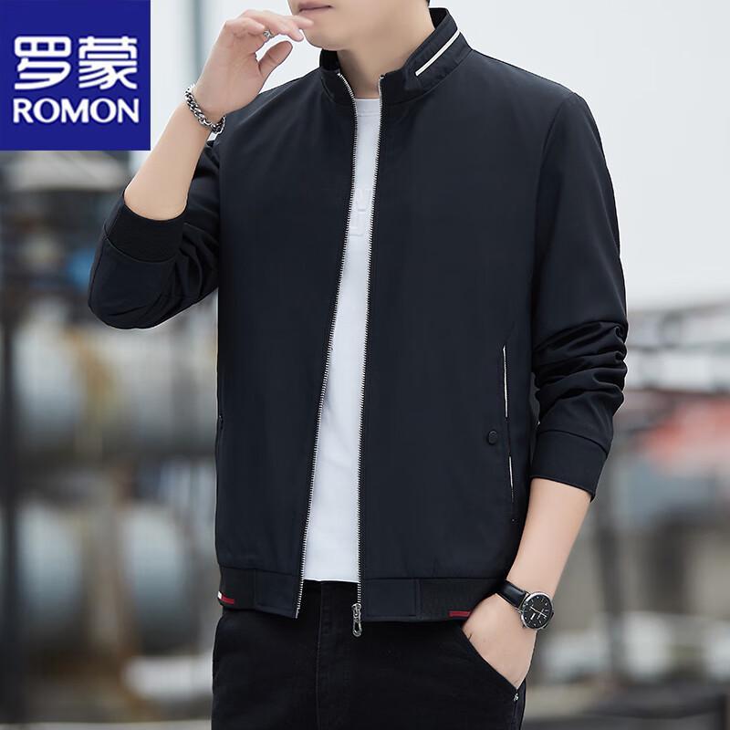 

ROMON Men s Slim Fit Stand Collar Casual Jacket L