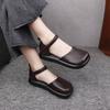 The First Layer of Cowhide Retro Leather Women's Shoes Velcro Lazy Shoes Flat Single Shoes Comfortable Versatile Casual Shoes Can Be
