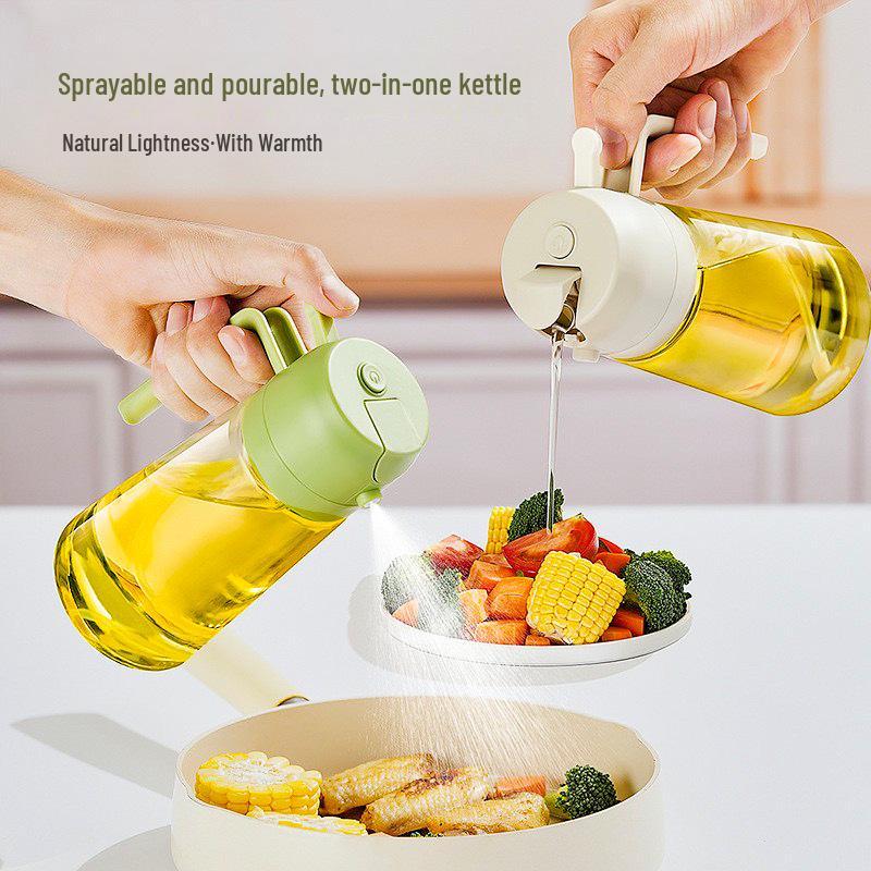 

Large Capacity Leak-Proof Glass Oil Sprayer and Pour Bottle with Cover and Handle for Kitchen Auto-Open Oil Pot Large 630ml [Boxed]