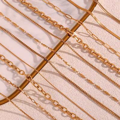 European and American Fashion Simple Titanium Steel Explosion Plain Chain Jewelry Chain Box Chain Necklace Female