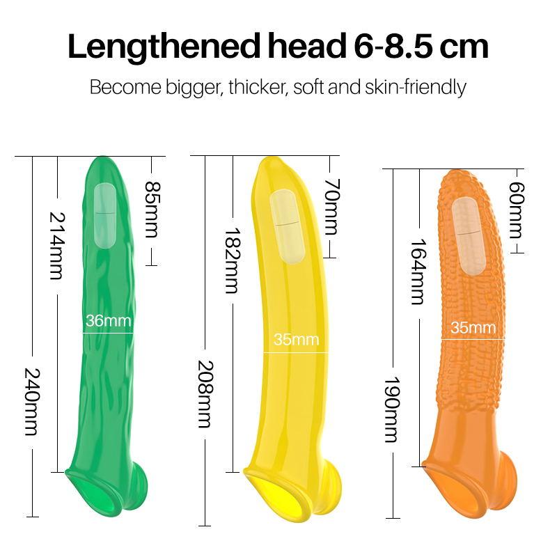 Men Penis Sleeve Strong Vibration Fancy Vegetables Penis Enlargement Extender Condoms