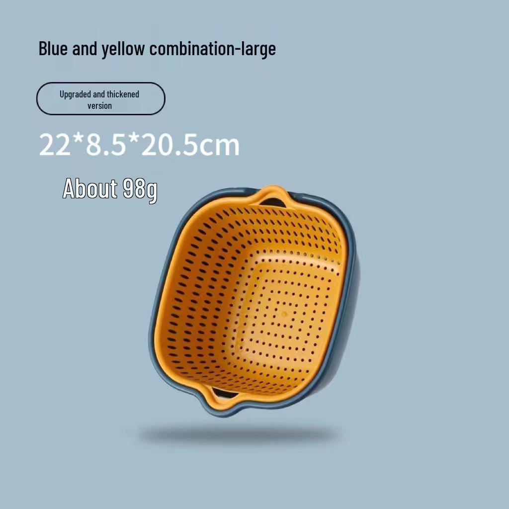 Eight-Piece Plastic Kitchen Draining Basket Set - Double-Layer Multifunctional for Fruits and Vegetables