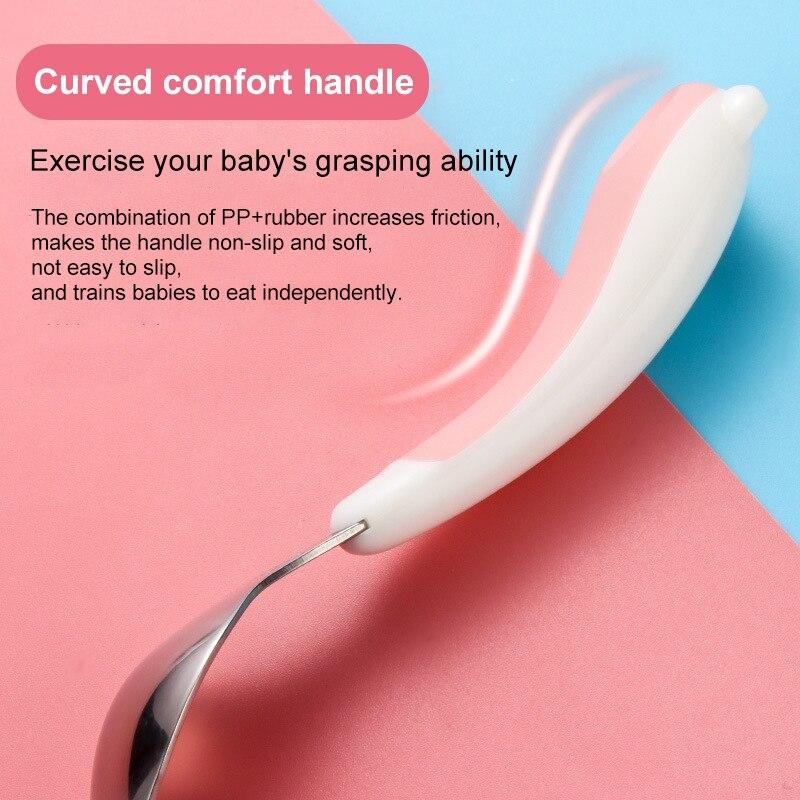 Juego de 2 piezas de vajilla con dibujos animados para niños, cuchara y tenedor, juego de cubiertos de acero inoxidable para niños pequeños