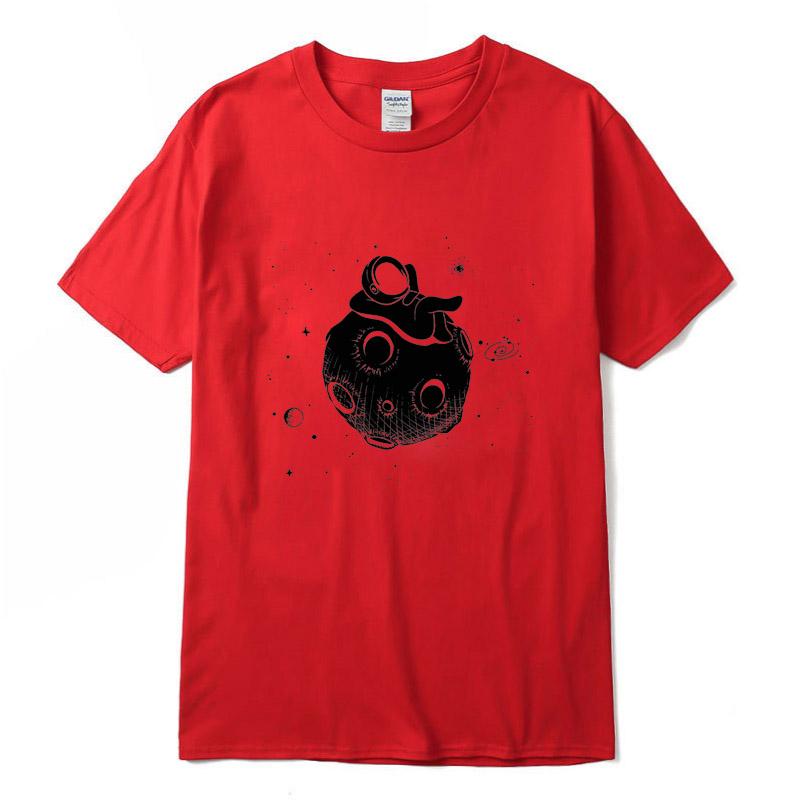 Men Tshirt High Quality 100 Cotton Short Sleeve Fun Casual Astronaut Print Men Tshirt Casual O