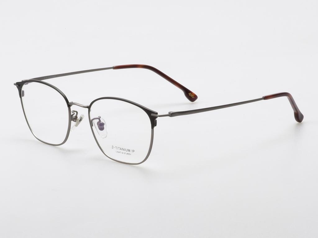 Alloaiweeo [Aloxrounz] Ar8014A C1 Half Two-Tone Black & Gray Beta Titanium Square Glasses