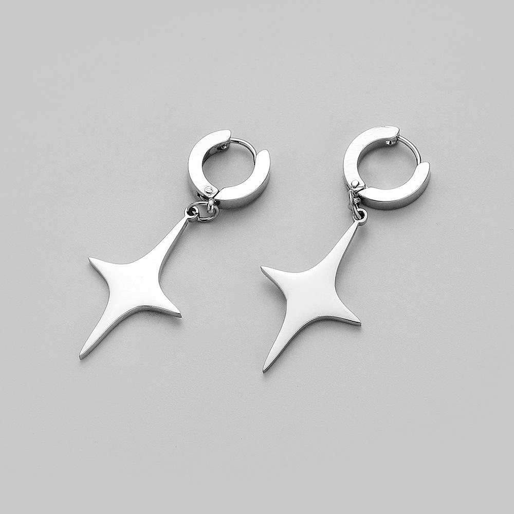 Orecchini A Stella In Acciaio Inossidabile Per Uomo E Donna, Pendenti Lunghi A Cerchio, Eleganti E Moderni, Misura 4 Cm, Regalo Per Adolescenti