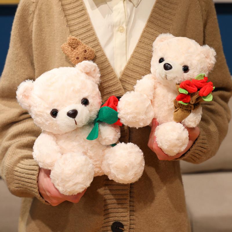 Valentine's Day Confession Rose Bear Plush Toy Doll Bear Figurine Romantic Anniversary and Birthday Present