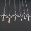 Grande Dettagliato Ciondolo Croce Forata Gioiello Collana Tono Argento Gioielli Gotici Punk Fascino Moda Dichiarazione Donna Regalo(Rosso
