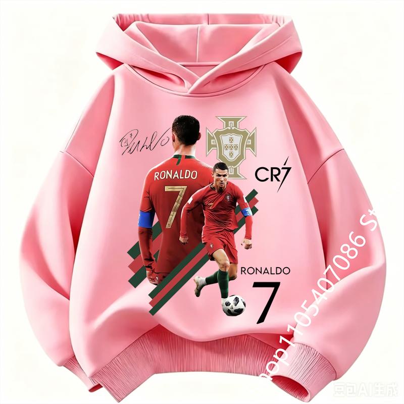 Spring Autumn Casual Children's Hoodie Sports Sweatshirt for Boys and Girls Ronaldo Printed Fashion Kids Pullover Top