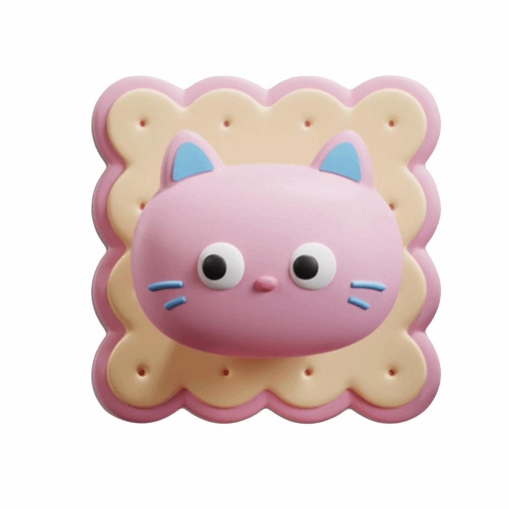 

Silicone Door Handle Protector Cartoon Cat Anti-Collision Block Wall Decoration розовый