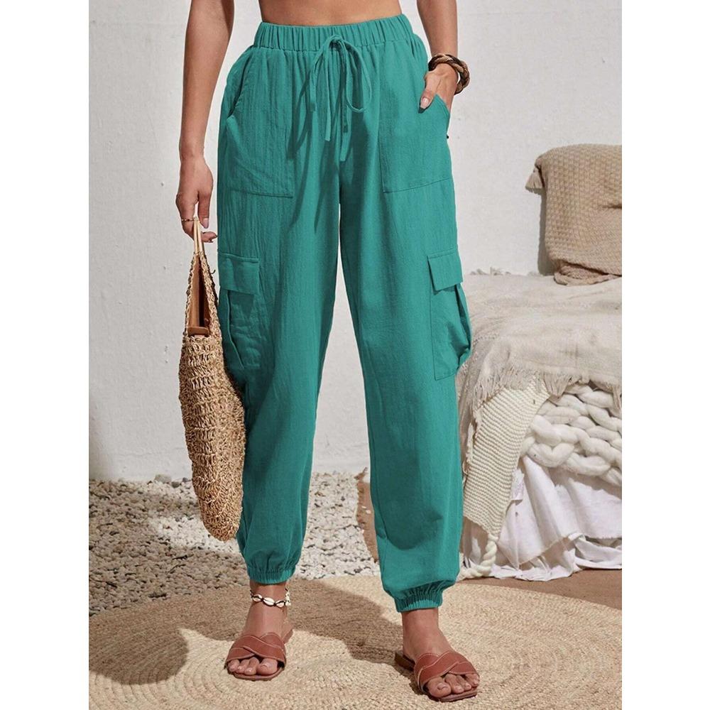 Women Solid Color Women Pants Pocket Women's Pants Spring Summer Collection Pocket Workwear Womens Pants