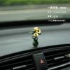 Sunflower Mini Car Decor Ceramic Vase Premium Dashboard Ornament Handmade Clay Art