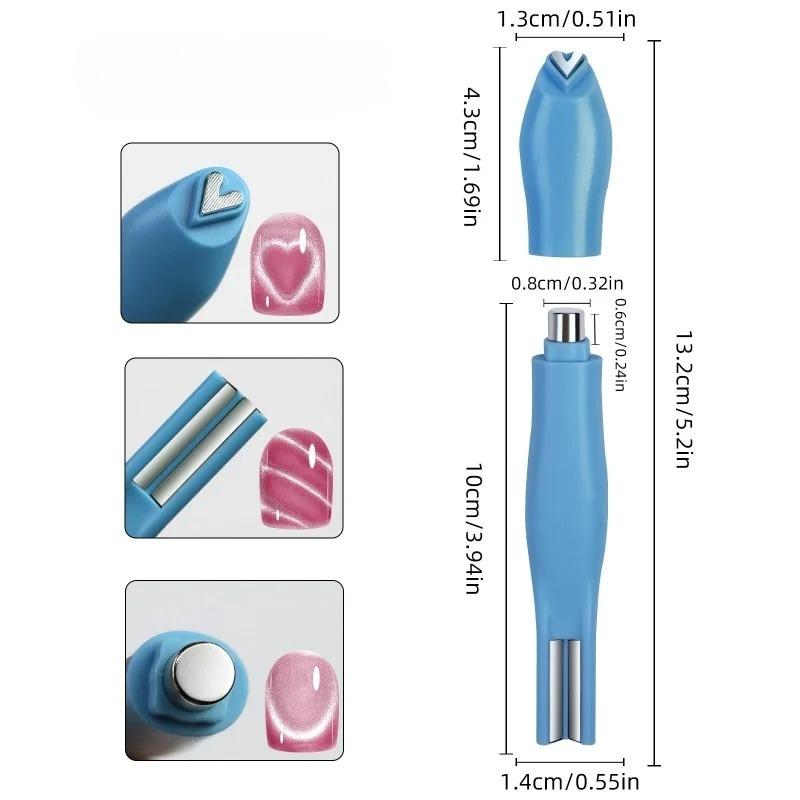 

3 in 1 Cat Eye Nail Magnetic Stick Love Heart Snake Pattern French Cat Eye Nail Magnet UV Gel Polish Effect Manicure Design Tool синий