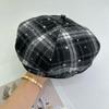 Beret women's new autumn woolen British retro plaid bud hat literary sweet cool painter hat tide